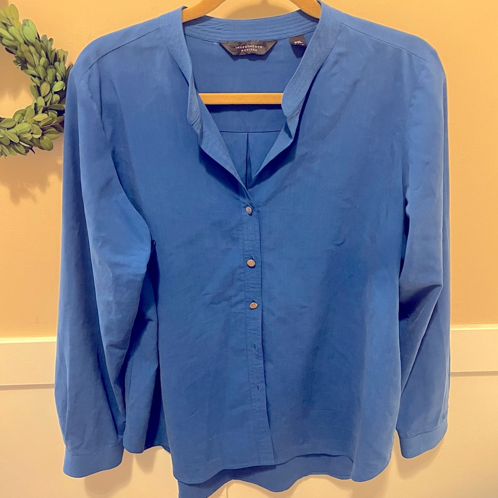 Investments Petites Mandarin Collar Petite XL Blouse